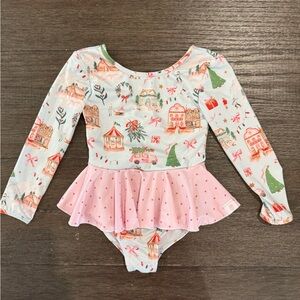 SweetHoney Festive Christmas Leotard with Pink Accents
